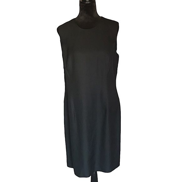 Talbots Black Sleeveless Linen Form Fitting Midi Dress - Picture 1 of 5